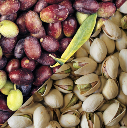 TAGGIASCHE OLIVES, PISTACHIOS ETC.